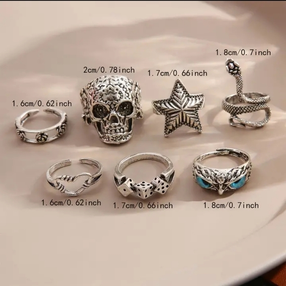 SKULL star eagle eye ring bundle - Picture 4 of 5